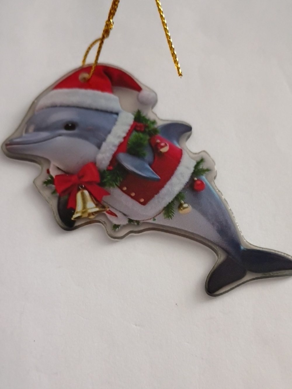 Preseason Sale Holiday Dolphin Ornament in Red and Blue - Festive Home Accent